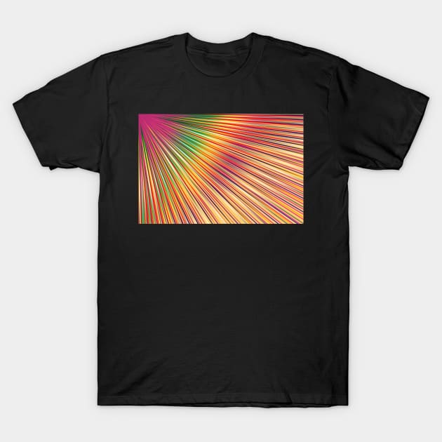 Rainbow rays, abstract print, diagonal lines T-Shirt by KINKDesign